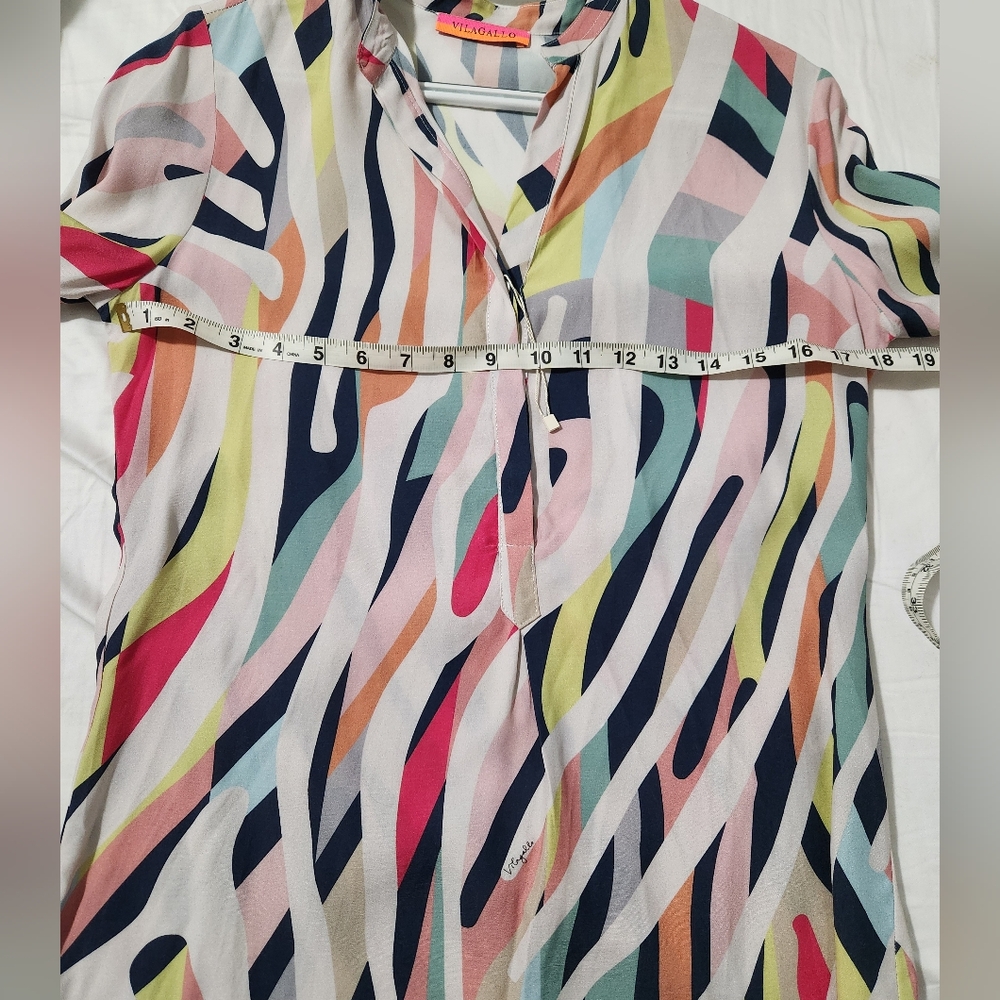 Vilagallo Orange Yellow Graphic Blouse with Mandarin Collar - Picture 5 of 5